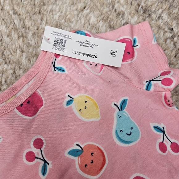 Garanimals Baby Girls Shirt 3 to 6 Months Pink Fruit Print Knit Tee - Picture 3 of 5